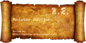 Meister Réka névjegykártya